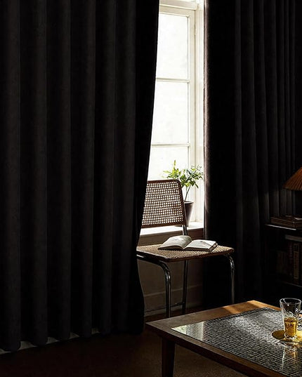 Taupe Linen Blackout Curtains 90 Inch Length 2 Panels Set for Bedroom Living Room Grommet 100% Black Out Linen Drapes Room Darkening Window Curtains 90 Inches Long Tan Brown
