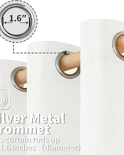 BGment White Linen Curtains 63 Inch Length 2 Panels - Burlap Textured Light Filtering Window Treatments Grommet Sheer Drapes for Farmhouse Bedroom, 38 X 63 Inch