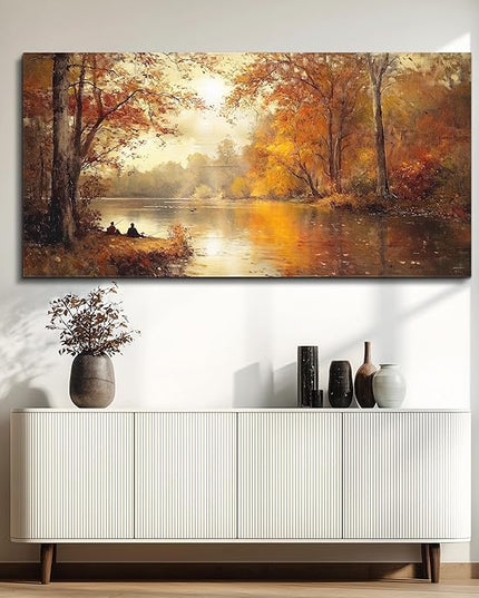 FUHAIHUA Canvas Wall Art For Living Room Large Wall Decor For Office Modern Bedroom Decorations Saffron Yellow Tree Landscape Pictures Forest Paintings Artwork Ready To Hang Home Decor 30"x60"