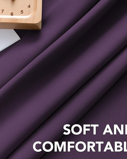 H.VERSAILTEX Blackout Curtains Thermal Insulated Window Treatment Panels Room Darkening Blackout Drapes for Living Room Back Tab/Rod Pocket Bedroom Draperies, 52 x 54 Inch, Plum Purple, 2 Panels