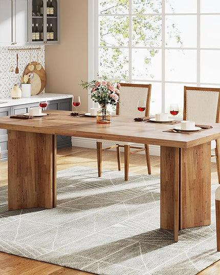 Tribesigns 63-inch Dining Table for 4-6, Farmhouse Kitchen Table with Large Tabletop, Rectangular Dinner Eating Table for Dining Room, Living Room, Kitchen