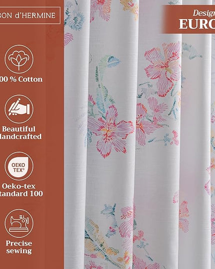 Maison d' Hermine Curtains for Living Room 100% Cotton 84 inch Length One Panel Light Filtering Curtains for Bedroom Windows with Rod and Loop Pockets Drapes (Paradise Island, 50" W x 84" L)