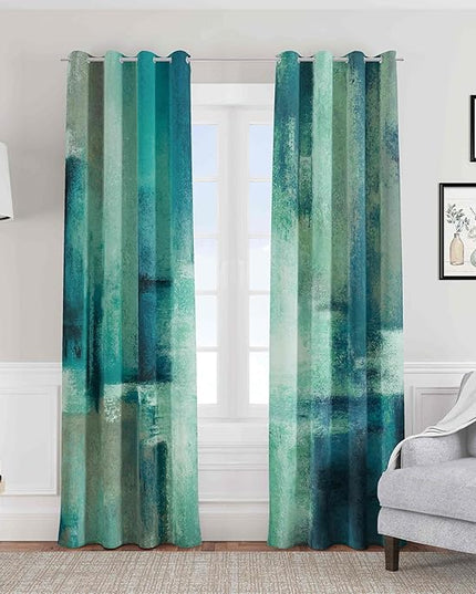 Asuexpect Teal Curtains 2 Panels Abstract Rust Curtain Room Darkening Grommet Window Treatments Modern Decorative for Bedroom Living Room, 52x84 Inches, Turquoise