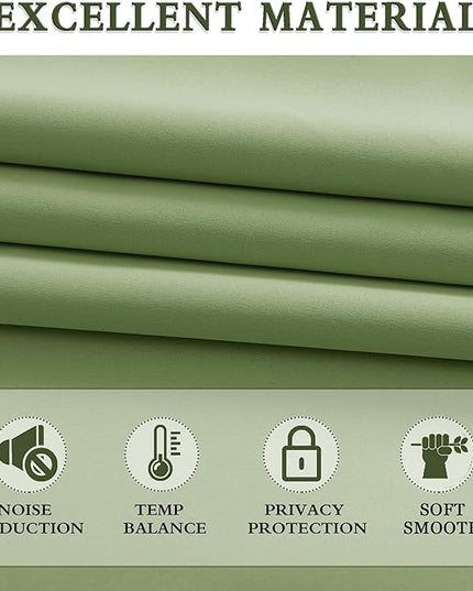 DONREN Sage Green Blackout Draperies Curtains for Bedroom - Thermal Insulated Solid Rod Pocket Curtain Panels (52 x 84 Inches,2 Panels)