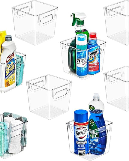 Sorbus 8 Pack Small Clear Plastic Storage Bins, Clear Organizer Bins with Handle for Kitchen, Pantry, Cabinet, Refrigerator, Craft, Toys, Clothes, Closet, Under Sink, Bathroom Organizers and Storage