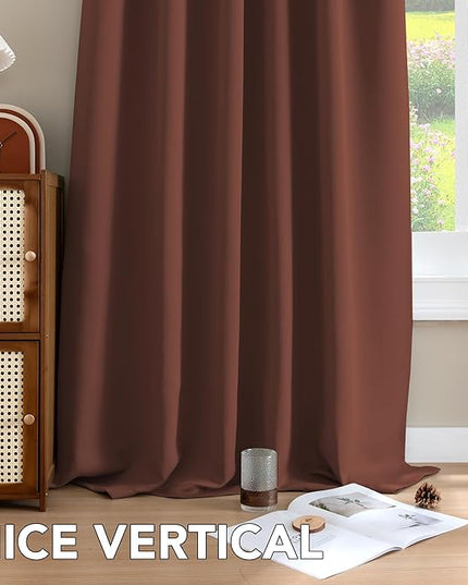 H.VERSAILTEX Blackout Curtains Thermal Insulated Window Treatment Panels Room Darkening Blackout Drapes for Living Room Back Tab/Rod Pocket Bedroom Draperies (2 Panels, Rust, 52 x 72 Inch)