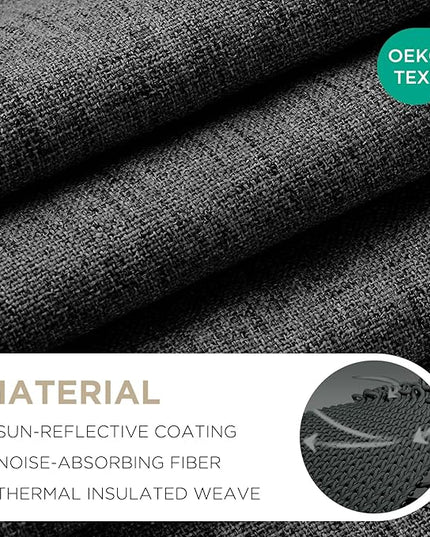 Joydeco Linen Blackout Curtains for Bedroom - 100% Light Blocking 1 Panels, Black Drapes 100" W x 108" L, Thermal Insulated Room Darkening Curtains for Living Room, Rod Pocket & Back Tabs
