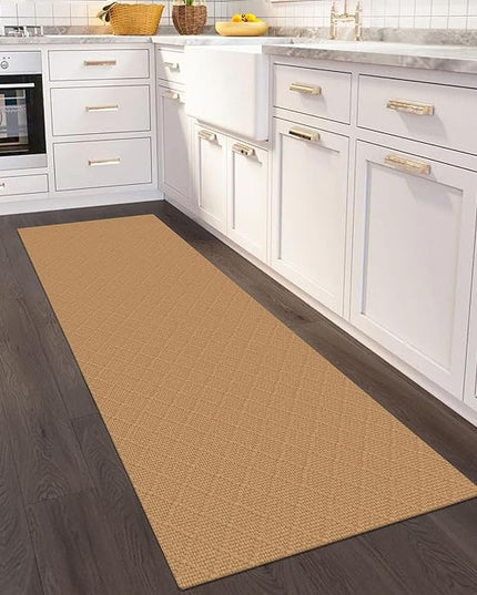 KOZYFLY Washable Runner Rug 2x6 Ft Runners for Hallways Kitchen Braided Cotton Entryway Runner Indoor Runners with Rubber Backing, Floor Carpet for Hallway Kitchen Entryway Bedroom, Warm Tan