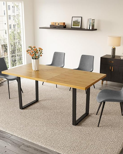 ZckyCine Modern Dining Table Set for 4-6 People Kitchen Dining Room Table Set Extendable Wood Dining Table and 4 Upholstered Chairs, Home Kitchen Furniture