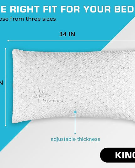 Xtreme Comforts 2-Pack Pillows for Sleeping Made in The USA Sleep Adjustable King Memory Foam Pillow for Side, Back & Stomach Sleepers w/Removable Cooling Zipper Cover