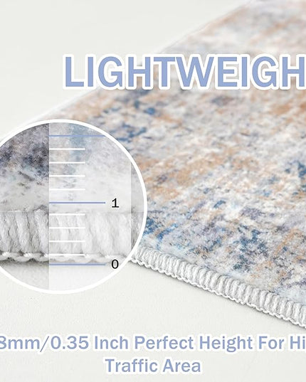 IOHOUZE Abstract Runner Rug 2x6 Ft Washable Runners for Hallways, Non Slip Kitchen Runner Printed Faux Wool Entryway Runner Indoor, Modern Abstract Floor Carpet for Hall Bedroom, Blue Rust