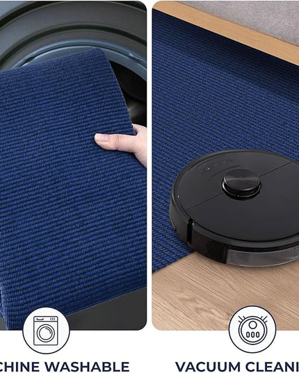 KOZYFLY Washable Runner Rug 3x12 ft Hallway Kitchen Runner Rugs with Rubber Backing Bobo Non Slip Entryway Runner Indoor, Long Carpet Runners for Hall Kitchen Entryway, Royal Blue