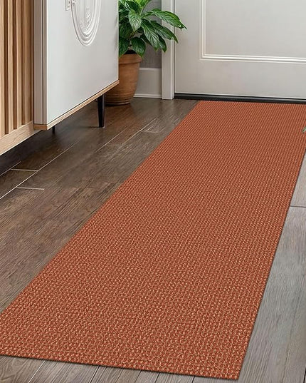 KOZYFLY Runners for Hallways 2x5 ft Washable Kitchen Runner Non Slip Rubber Backed Hall Runners Cotton Entryway Runner Rugs Floor Carpet for Indoor Backdoor Bedroom Kitchen, Orange/Tan