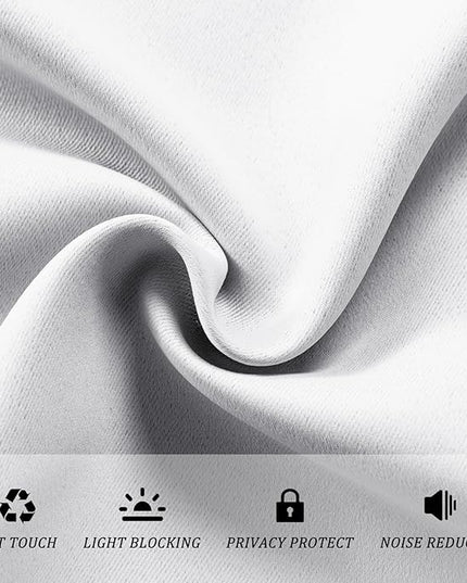 JIUZHEN Room Divider Curtains for Sliding Glass Doors, Room Darkening Thermal Insulated Curtain for Patio Door, Extra Wide Privacy Curtain (Greyish White, W100 by L96, 1 Panel)