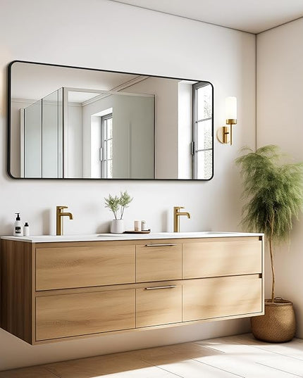 Bathroom Vanity Mirror for Wall, 60"x30" Wall Mounted Bathroom Mirror for Over Sink with Sturdy Metal Frame, Vertical or Horizontal, Living Room, Bedroom, Entryway(Black)