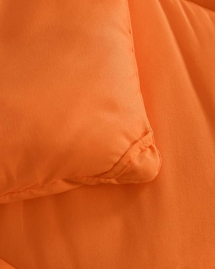NTBAY Twin Comforter Set with Sheets, 5 Pieces Soft and Breathable Twin Bedding Set, Twin Bed in a Bag, Down Alternative Comforter Set Solid Color All Season, Kids Bedding Set, Orange