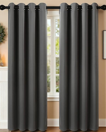 Room Darkening Curtains 84 Inch Length for Bedroom Living Room, Insulated Thermal Grommet Curtain Drapes, Blackout(60-90%,Not 100%) Window Treatment Decor, 2 Panels, 52x84, CharcoalGrey