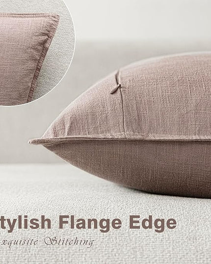 Foindtower Pack of 2, Decorative Linen Soild Throw Pillow Covers Accent Lumbar Cushion Case Farmhouse Pillowcase for Chair Couch Sofa Bedroom Living Room Home Decor 12 x 20 Inch Dusty Pink