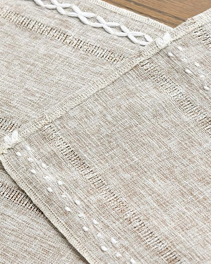 Artoid Mode Brown Rustic Cotton Linen Table Runner, Seasonal Embroidered Hollow Kitchen Dining Table Decoration for Home Party Decor 13x90 Inch