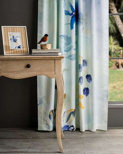 Maison d'Hermine Curtains for Living Room 100% Cotton 84 inch Length Two Panel Light Filtering Curtains for Bedroom Windows with Rod and Loop Pockets Drapes (Lazy Summer Days, 50" W x 84" L)