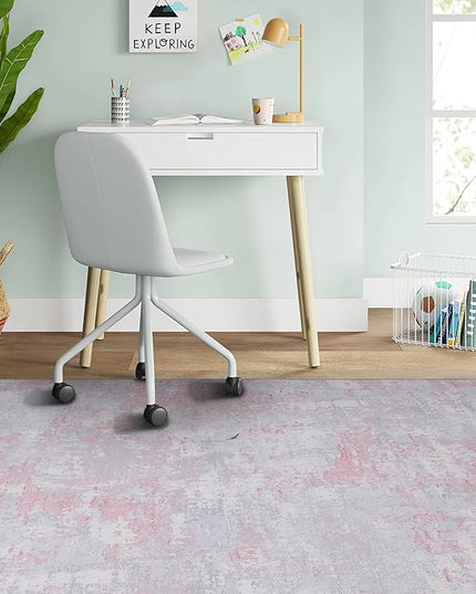 Modern Abstract 2x3 Area Rug Non Slip Non Shedding Low Pile Stain Resistant Rug for Entryway Kitchen Bedroom,Grey Pink