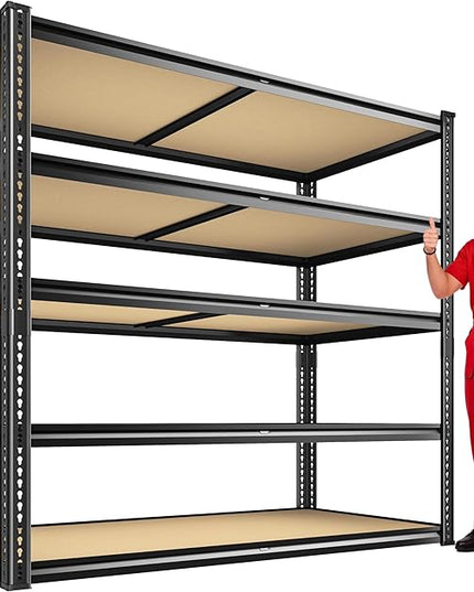 40" W Garage Shelving 2250LBS Storage Shelves Adjustable Metal Shelving 5 Tier Garage Utility Rack Shelf for Warehouse, Pantry, Closet, Kitchen 72.2" H x 40" W x 20" D, Black