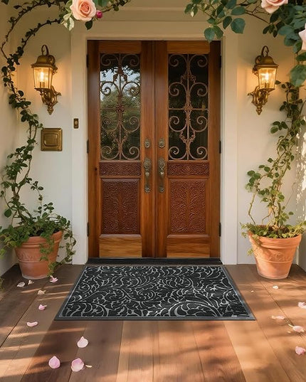 Yimobra Large Door Mat Outside Entrance 47x32, Waterproof Sturdy Outdoor Mats for Front Door, Heavy Duty Non-Slip Doormat for Garage Patio Entryway Indoor, Easy Clean, Black