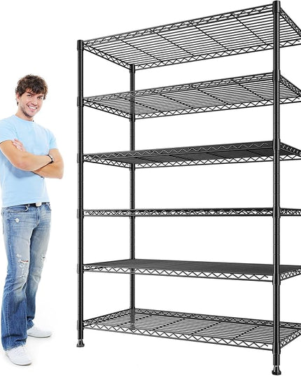 REIBII 75''H Storage Shelves Metal Shelving Unit, 6 Tier Wire Shelving for Pantry Shelves Adjustable 1200LBS Garage Shelving Heavy Duty Storage Rack for Kitchen Garage, 35.4''W*75''H*15.7" D
