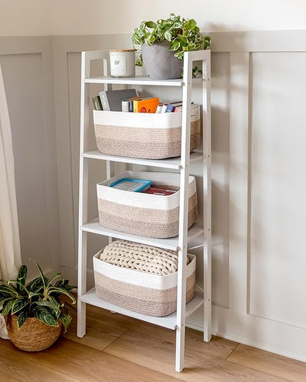 NaturalCozy Storage Baskets 16.8”x13”x7.6” Cotton Rope Woven Baskets for Organizing 3-Pack | Toy Storage Bins | Basket for Shelves, Laundry, Blanket, Clothes, Closet, Kitchen, Bathroom, Gifts