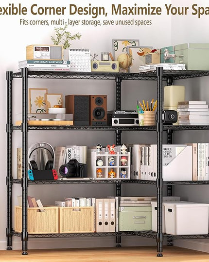 Himimi 4-Tier Heavy Duty Metal Storage Rack, 1200LBS Adjustable Wire Shelving for Storage, Standing Storage Shelf Units for Kitchen Garage Pantry Laundry, 60" W x 14" D x 60" H, Black