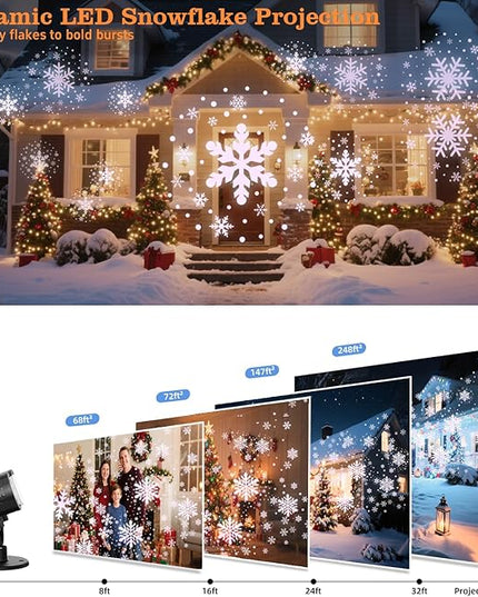 Christmas Projector Lights Outdoor, Dual Head Snowflake Lights Night, Christmas Dynamic Snow Lamp Projection, Xmas Holiday Indoor Party Decor, Waterproof Snow Flake Light Home Decorations