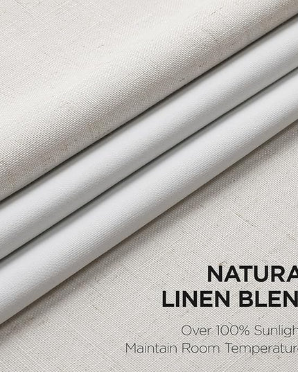 Joydeco Pinch Pleated Linen Curtains for Living Room, 100% Blackout Darkening Curtains 72 inches Length 2 Panel Thermal Insulated Pinch Pleat Drapes(Ivory,40'' Wx72'' L)
