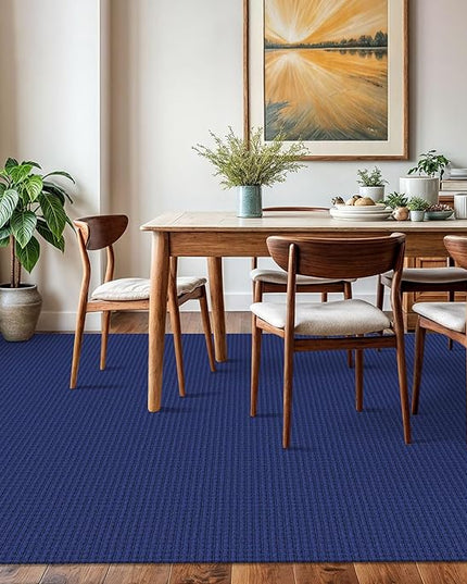 KOZYFLY Washable Area Rug 6x9 ft Rubber Backed Non Slip Rugs for Living Room Braided Cotton Bedroom Rug Woven Office Rugs Indoor Floor Carpets for Dining Bedroom Living Room, Royal Blue/Navy