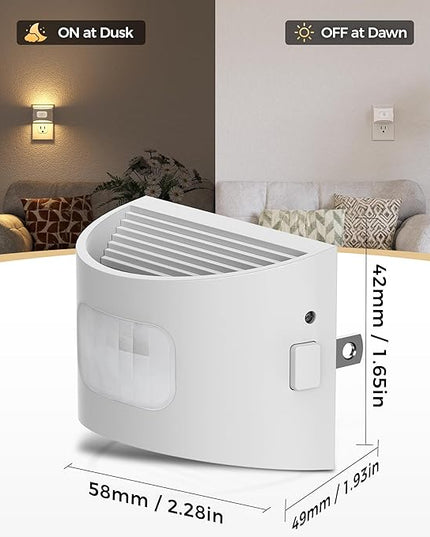 DORESshop LED Night Light[4 Pack], Night Lights Plug into Wall, Plug in Night Light with Motion Sensor, Dusk to Dawn Sensor, Nightlights for Adults, Bedroom, Bathroom, Hallway, White Cover