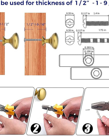 Ravinte 20 Pack Gold Round Zinc Cabinet Brass Knobs for Kitchen Bathroom Closet Dresser Cabinets