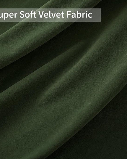 Joydeco Olive Green Velvet Curtains 102 inch Length 2 Panels, Luxury Blackout Rod Pocket Thermal Insulated Window Curtains, Super Soft Room Darkening Drapes for Living Room Bedroom,W52 x L102 inches