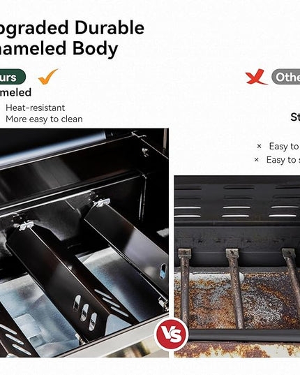 5 Burner Griddle Grill Combo, 2 in 1 Propane Gas BBQ Grill with Porcelain-Enameled Cast Iron Grates & Pan, Outdoor Flat Top Griddle, 695 Sq. In. Propane Barbecue Grill for Patio Backyard Balcony