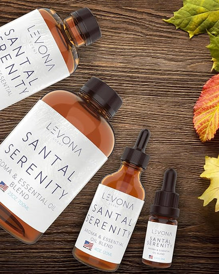 Levona Scent Essential Oils - Scents for Home, Hotel & Office Use - Perfect for Home Diffuser & Humidifiers - Aroma Fragrance Oil, Ideal for Massage, Relaxation, and Spa - Santal Serenity, 10ml