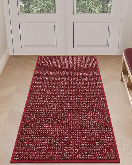 BEQHAUSE Dirt Trapper Door Mat 24" x 60", Non-Slip Washable Doormats Entrance Mat, Dirt Resistant and Absorbent Welcome Mat, Low Profile Floor Mats for Front Back Door and Entryway, Red