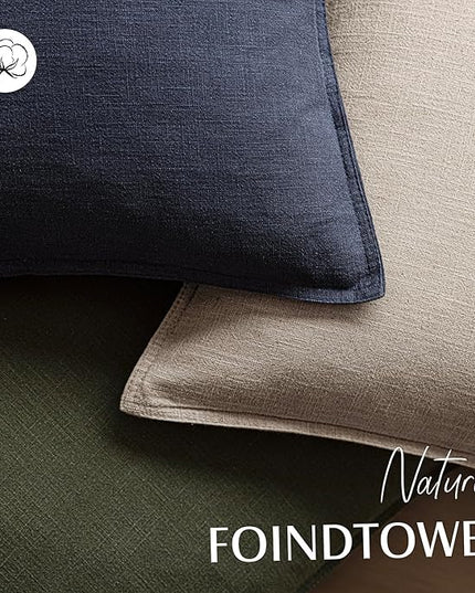 Foindtower Pack of 2, Decorative Linen Soild Throw Pillow Covers Soft Accent Lumbar Cushion Case Farmhouse Pillowcase for Chair Couch Sofa Bedroom Living Room Home Decor 12 x 20 Inch Natural Linen