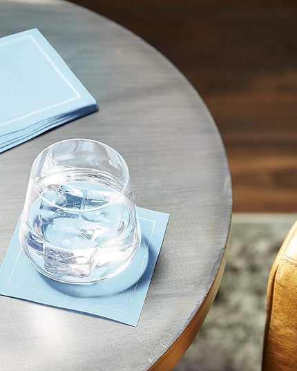 Five Star Napkins Luxury Cotton Cloth Cocktail Napkins - Bar Napkins, Party Napkins, Beverage Napkins, Events, Holiday, Wedding, Birthday, Parties - 4.5" x 4.5" - Disposable (50 x) Sky Blue