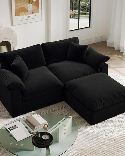 Cloud Modular Sectional Sofa,2 Seat Down Filled Sofa 78.6" Minimalist Sofa,Cover Washable and Replaceable Couches for Living Room,Sectional Sofa Deep Seat Black