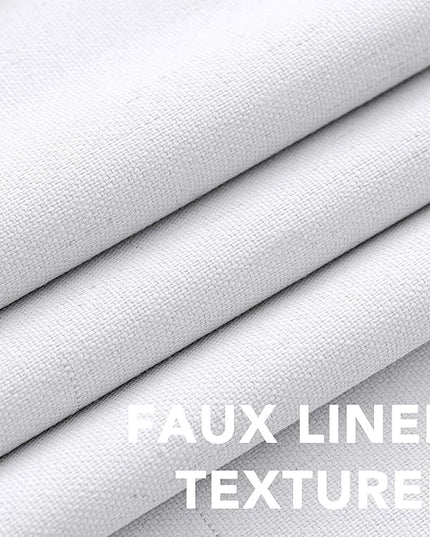 H.VERSAILTEX Linen Blackout Curtains 72 Inches Long 100% Blackout Thermal Insulated Textured Linen Look Curtain Draperies Anti-Rust Grommet, Energy Saving with White Liner, 2 Panels, Bright White