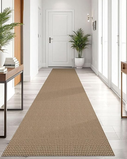 KOZYFLY Boho Runners for Hallways 2.6x10 ft Washable Kitchen Runner Non Slip Rubber Backed Hallway Rugs Cotton Entryway Runner Rug Floor Carpet for Indoor Hall, Backdoor, Kitchen, Tan/Orange/Brown
