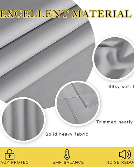 NICETOWN Blackout Silver Grey Doorway Curtain - Solid Thermal Insulated Grommet Room Darkening Privacy Window Drape Sound Dampening for Bedroom/Living Room (W46 x L80, 1 Panel)