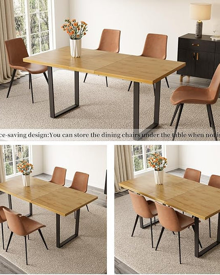 ZckyCine Modern Dining Table Set for 4-6 People Kitchen Dining Room Table Set Extendable Wood Dining Table and 4 Upholstered Chairs, Home Kitchen Furniture