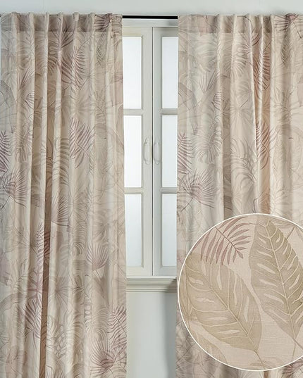 Maison d' Hermine Curtains for Living Room 100% Cotton 96 inch Length Two Panels Light Filtering Curtains for Bedroom Windows with Rod and Loop Pockets Drapes (Creole Beige, 50" W x 96" L)