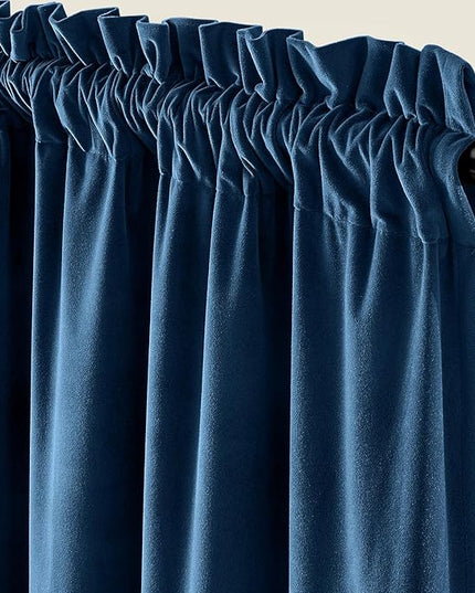 Lazzzy Velvet Blackout Curtains Thermal Insulated Room Window Drapes Super Soft Luxury Curtains for Living Room Bedroom Rod Pocket 2 Panels, Dark Blue, 52" W x 84" L