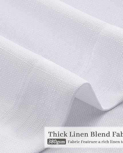 Pinch Pleated White Linen Curtains 54 inch Length Light Filtering Small Window Panels - Non See Through Curtain for Kitchen with Hooks and Back Tab Bay Windows Drapes 4-1/2 FT