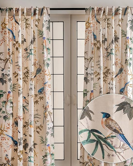 Maison d' Hermine Curtains for Living Room 100% Cotton 84 inch Length Two Panels Light Filtering Curtains for Bedroom Windows with Rod and Loop Pockets Drapes (Hokuzai Beige, 50" W x 84" L)